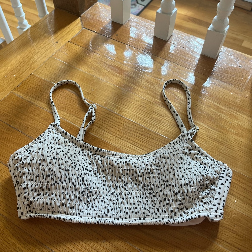 xhilaration black and white animal print bikini top